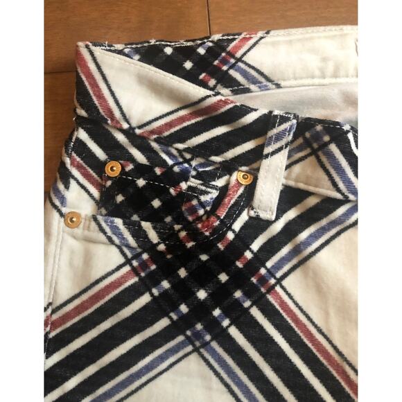 7 for all mankind Skinny Cream Velvet & Black Plaid Hoilday Pants size 27 - Picture 10 of 12